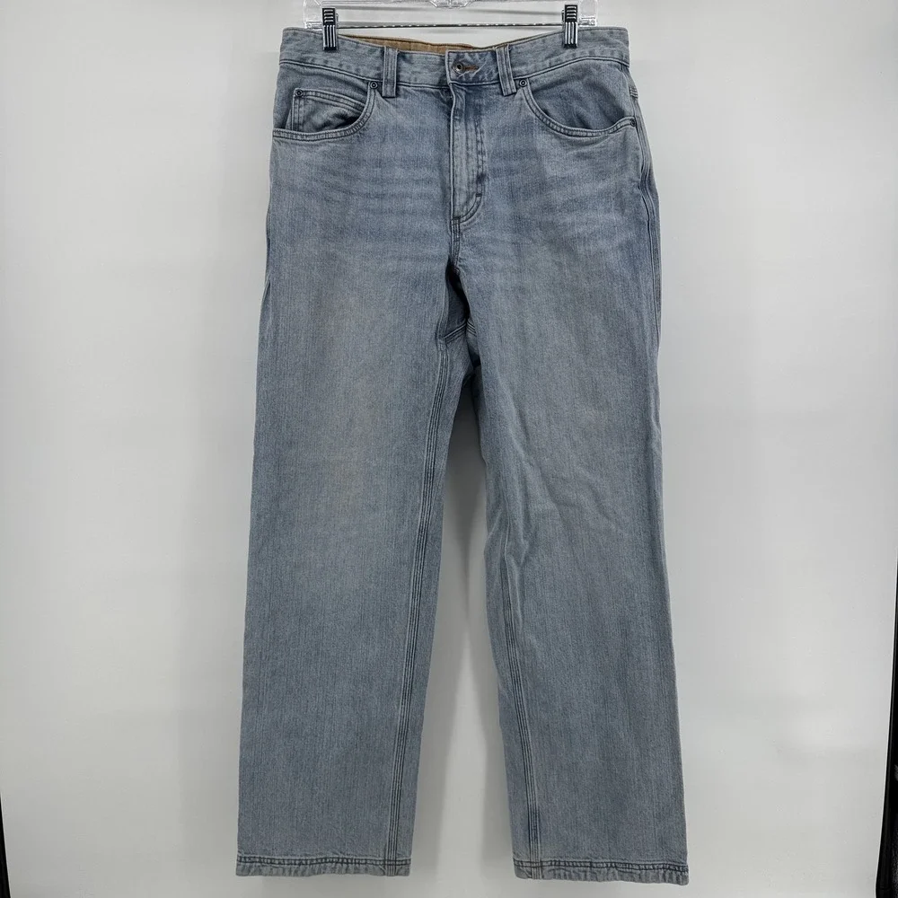 Duluth Trading Flex Ballroom Jeans Mens 32x32 Light Wash Blue Relaxed Fit Solid